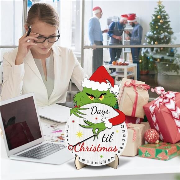 Wooden Christmas Countdown Calendar Sign, Advent Table Decor for Holiday Home - Picture 7 of 8